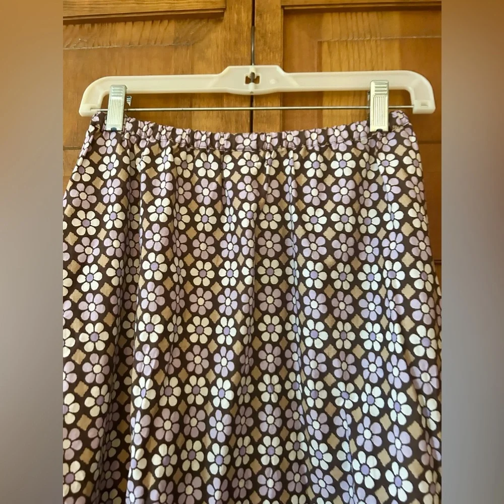 Gymboree Girl’s Sz 12 Brown and Purple Floral 100% Cotton Boho Ruffled Skirt